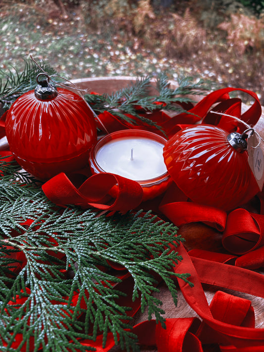 Limited Edition Red Glass Ornament Candle